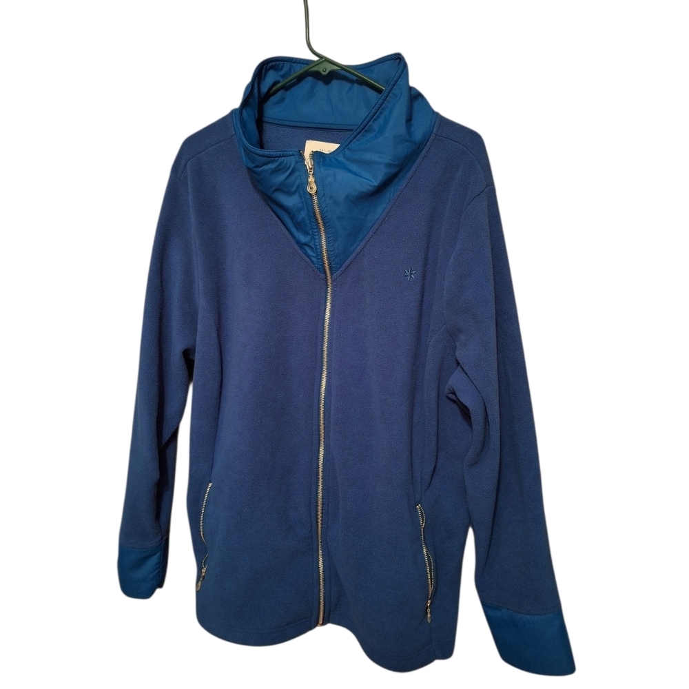 Vintage 2009 Old Navy Blue Cowl Neck Fleece Full Zip Jacket Ladies XXL Funnel